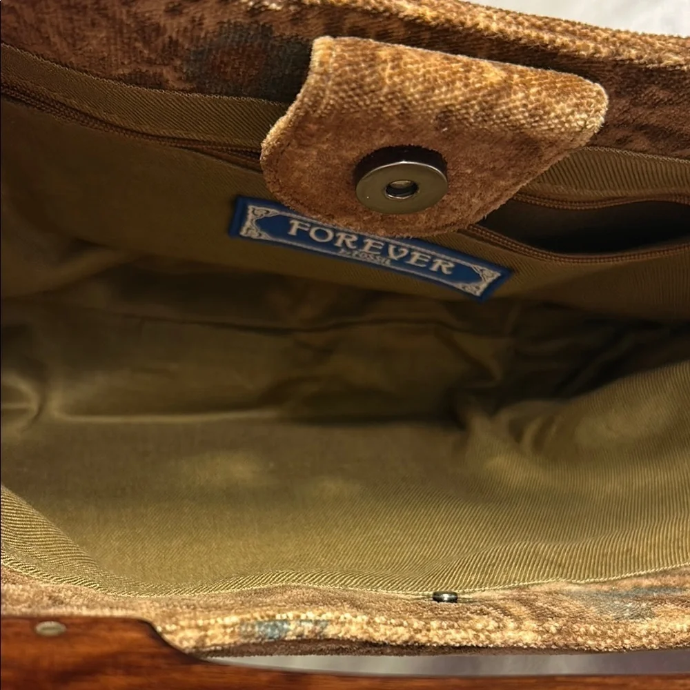 Forever by Fossil Vintage Velvet Handbag with Wooden Handles